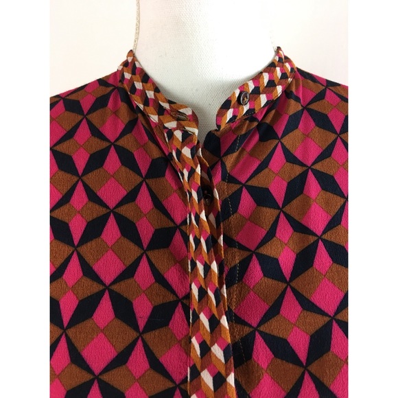 Zara Woman Geometric Long Sleeve Shirt Dress Sz XS - Picture 6 of 8